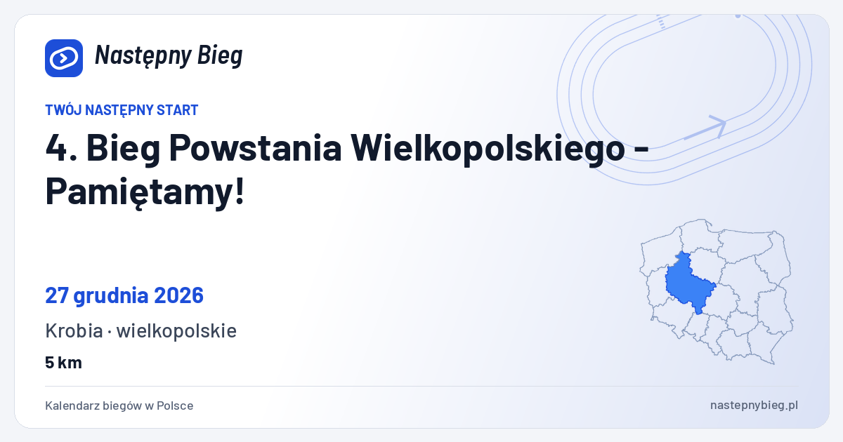 4. Bieg Powstania Wielkopolskiego - Pamiętamy! — termin, miejsce, dystanse i województwo na mapie Polski. Następny Bieg.