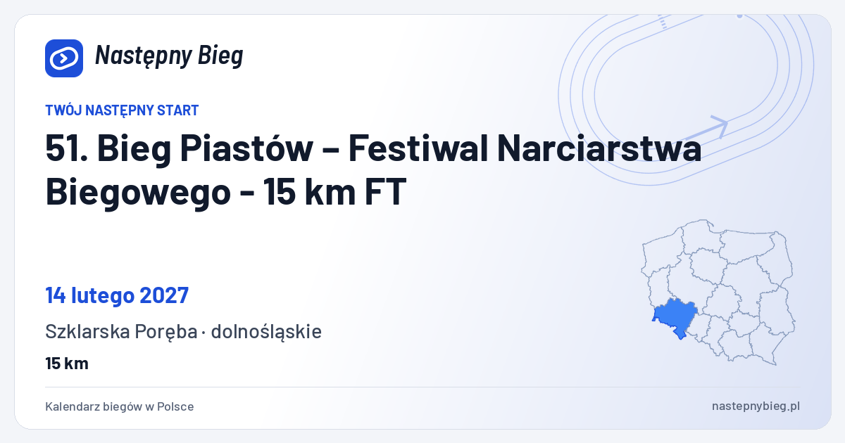 51. Bieg Piastów – Festiwal Narciarstwa Biegowego - 15 km FT — termin, miejsce, dystanse i województwo na mapie Polski. Następny Bieg.