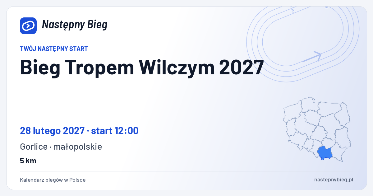 Bieg Tropem Wilczym 2027 — termin, miejsce, dystanse i województwo na mapie Polski. Następny Bieg.